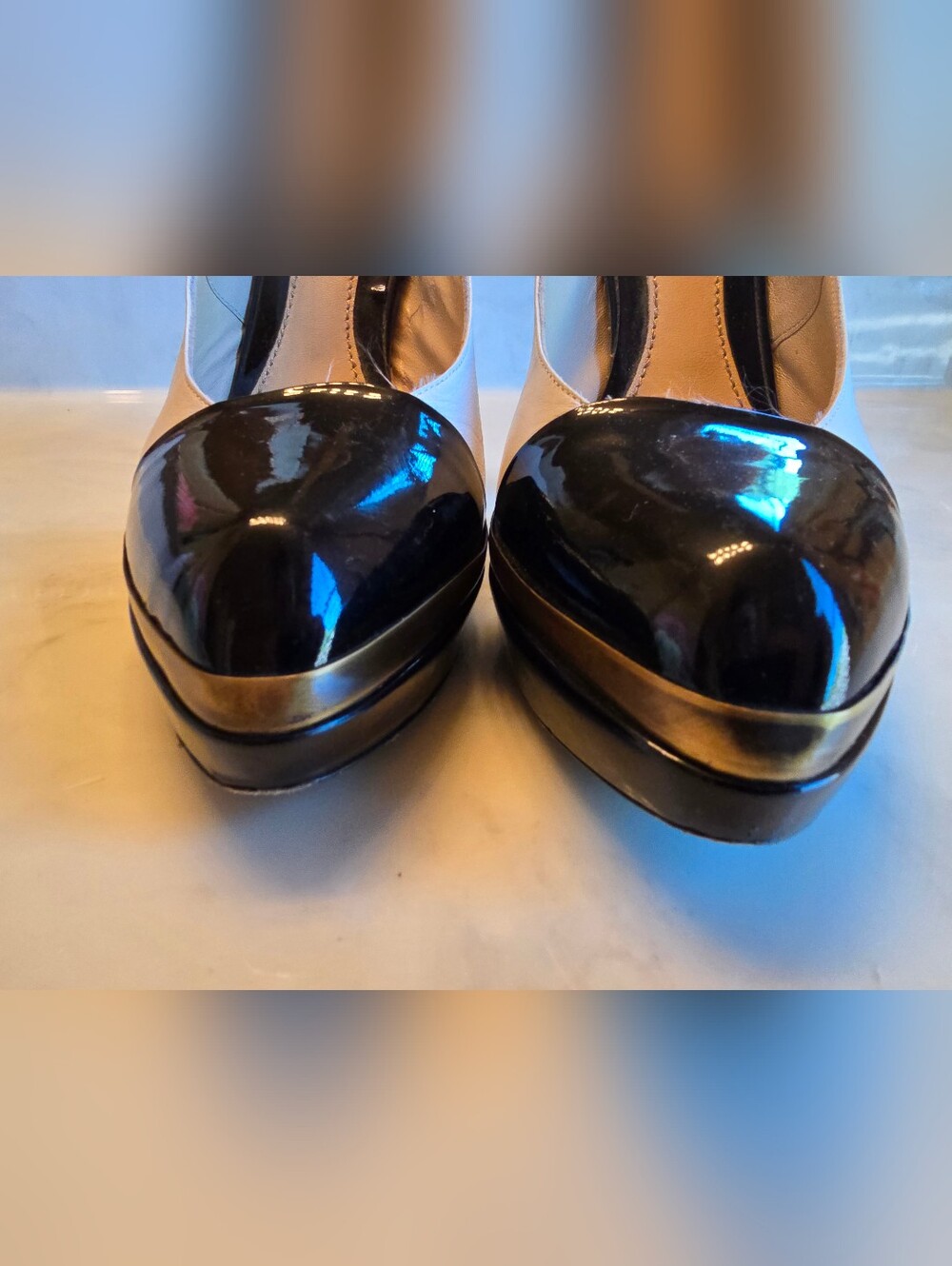 Yves Saint Laurent Rive Gauche Leather Colorblock Pattern Slingback Pumps 39 - Picture 4 of 14
